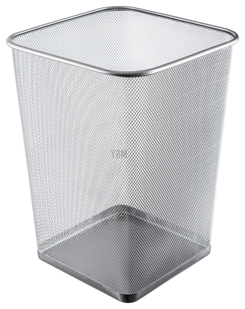 YBM Home Steel Silver Mesh Wire Square Open Top Waste Basket Capacity 5 Gallon