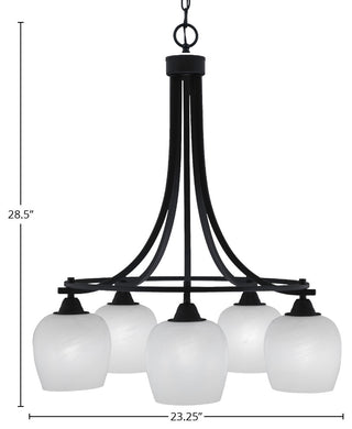 Paramount 5-Light Chandelier, Matte Black, 6" White Marble Glass