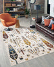 Aqua Pine Area Rug, Ivory, 6'x9'