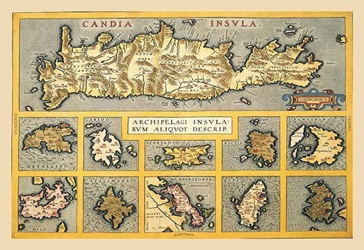 Maps of Mediterranean Islands - Gallery Wrapped Canvas Art 28" x 42"
