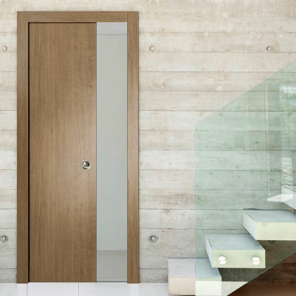 Sliding Pocket Door 24 x 80 & Hardware Frames | Planum 0010 Smoky Walnut