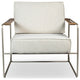 Sampa Arm Chair, Medley Ivory Upholstery, Champagne Frame, Saddle Armrest