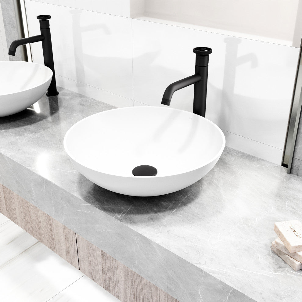 VIGO Cass 12" H Single Handle Single Hole Bathroom Vessel Faucet, Matte Black
