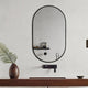 Khristy Black Metal Framed Oval Wall Mirror with Dual Mounting Brackets