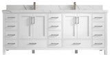Willow Collections Malibu Vanity, White, Calacatta Quartz, 84"