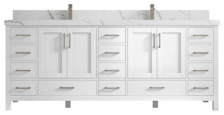 Willow Collections Malibu Vanity, White, Calacatta Quartz, 84"