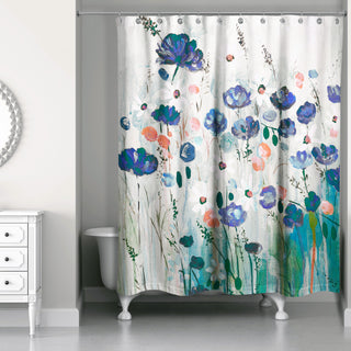 Blue Flower Explosion 71x74 Shower Curtain