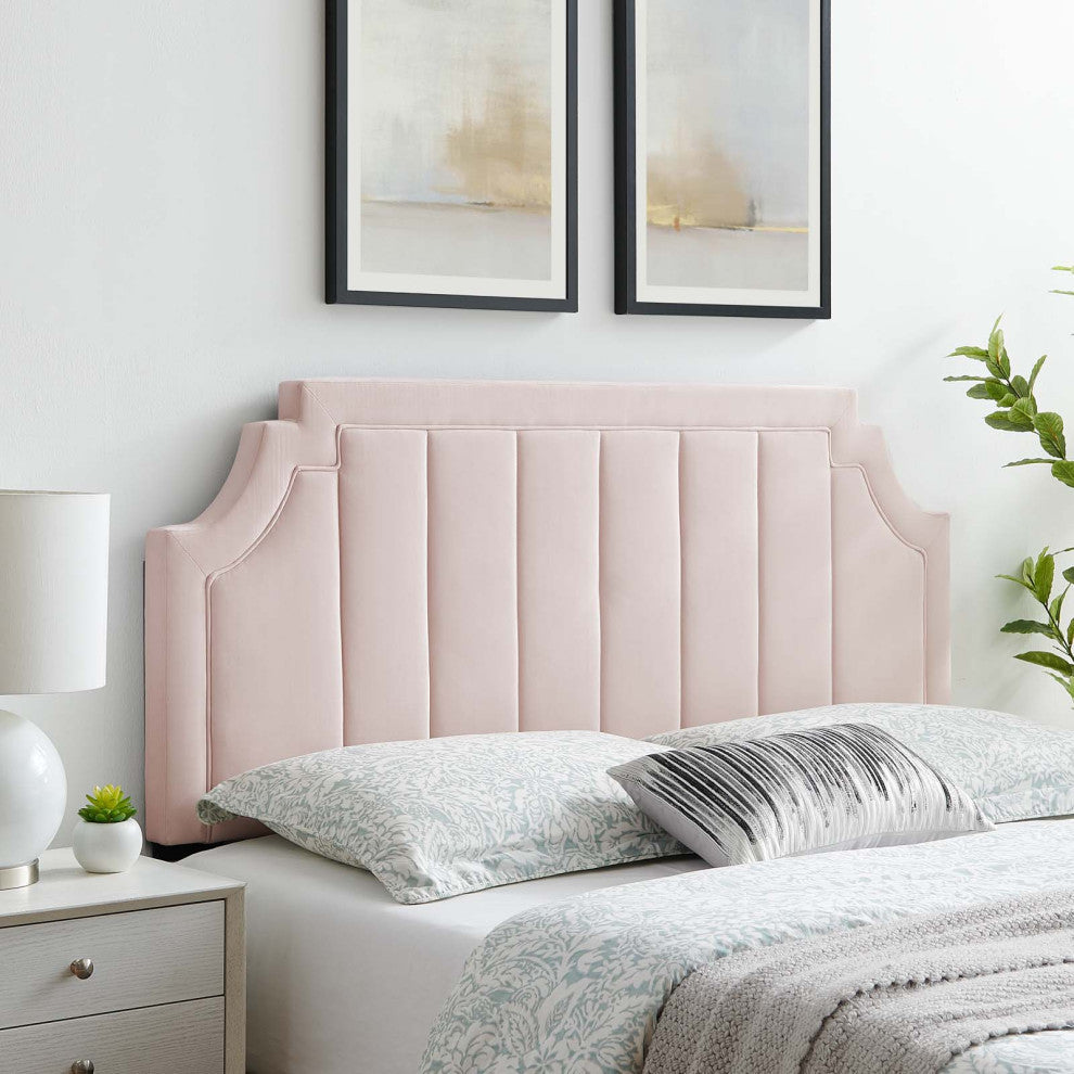 Tufted Headboard, Twin Size, Velvet, Pink, Modern Contemporary, Bedroom Master