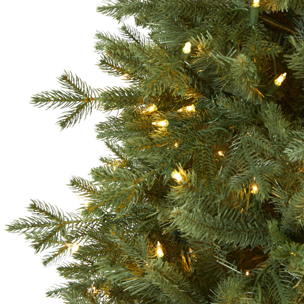 6.5' New Hampshire Spruce Faux Xmas Tree W/500 White Lights & Bendable Branches
