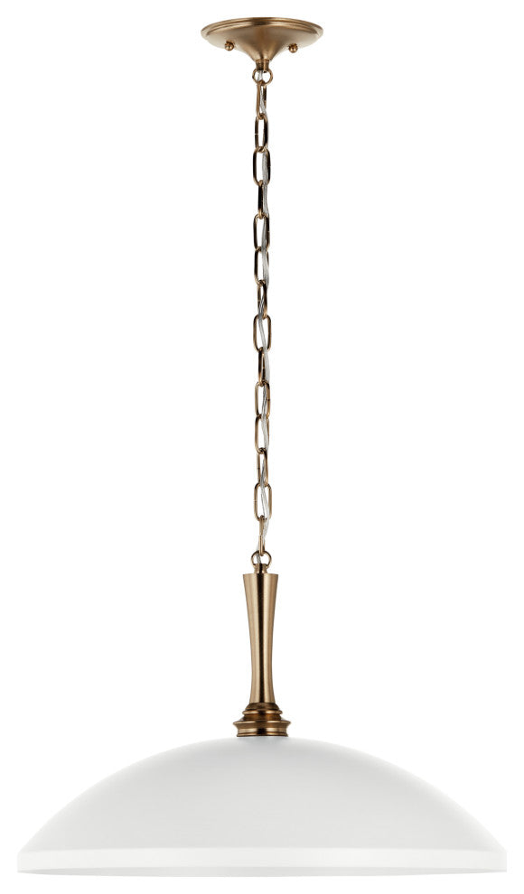Delarosa 20" 1 Light Pendant, White and Champagne Bronze