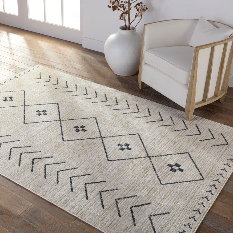 Machine Washable Vibe by Jaipur Living Taos Tribal Cream/ Dark Slate Area Rug, 2