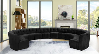 Limitless Velvet Upholstered 12-Piece Modular Sectional, Black