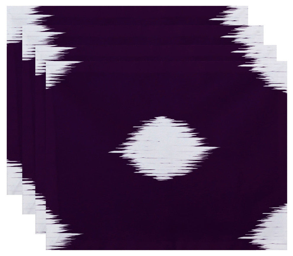 Hol-I-Kat, Holiday Ikat Print Placement, Purple, Set of 4