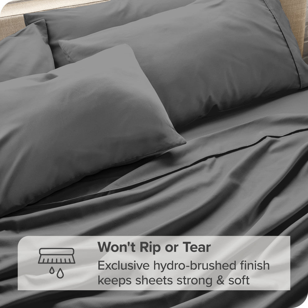 Bare Home 6-Piece Microfiber Sheet Set, Gray, Full