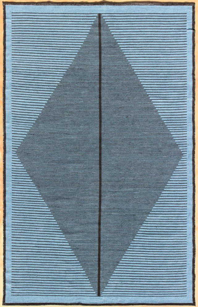 Elyza Handwoven Contemporary Rug, Blue/Black, Rectangular 7'9x10'6