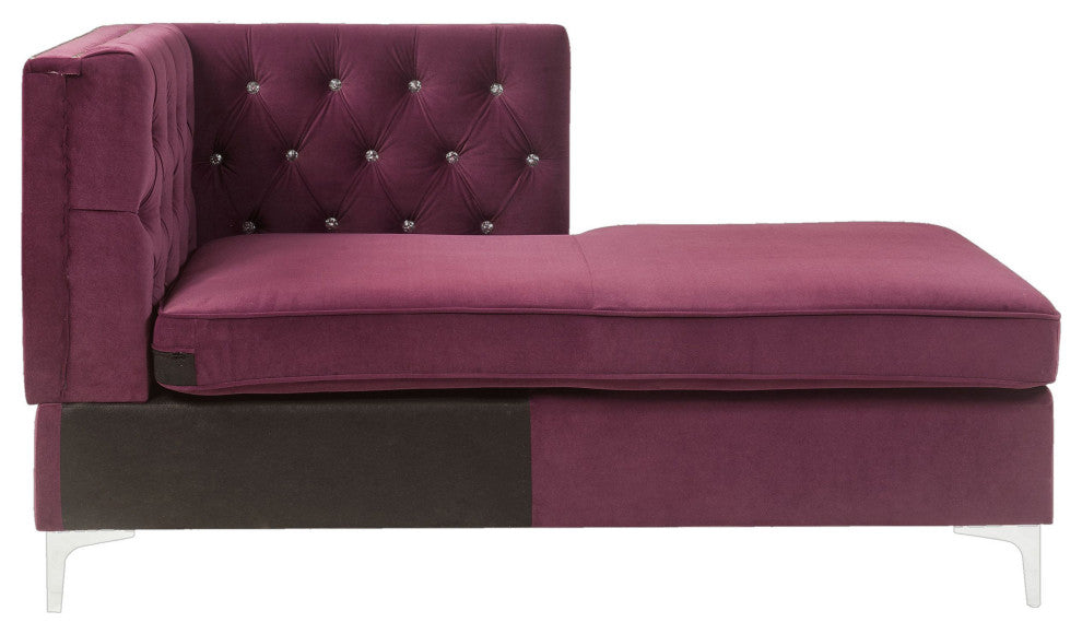 ACME Jaszira Modular Chaise, Burgundy Velvet