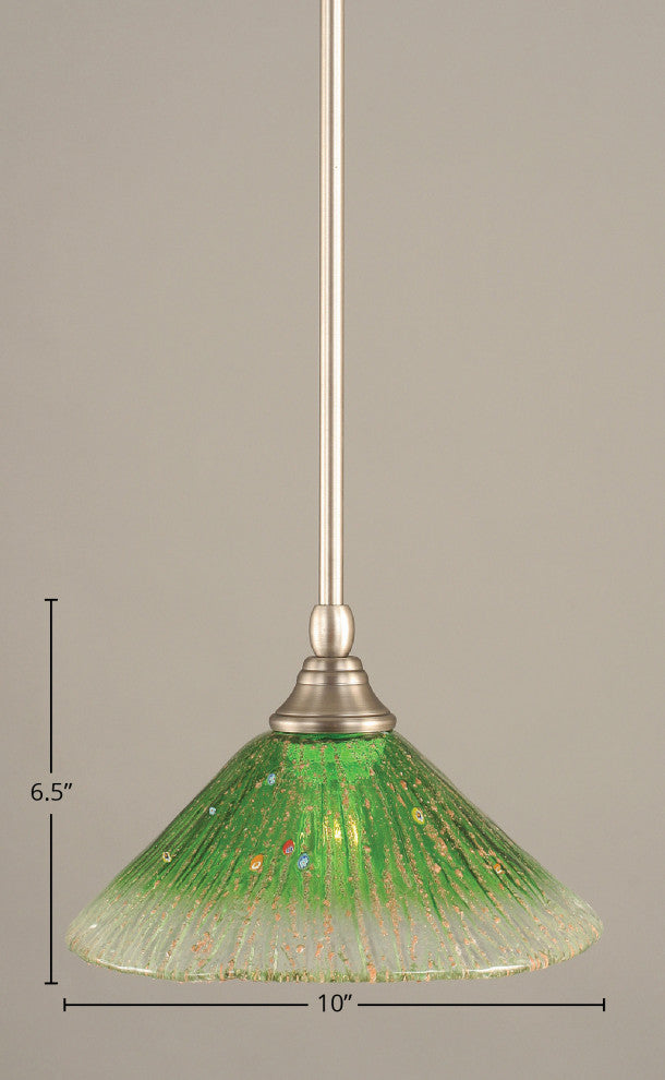 Stem Mini Pendant, 10" Kiwi Green Crystal Glass