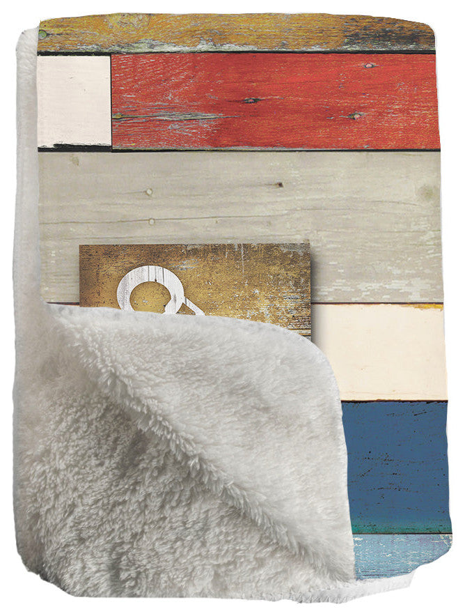 Laural Home Nautical Anchor Sherpa Throw Blanket