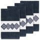 Linum Home Textiles Noah Embellished, Midnight Blue, Hand Towel, 4-Piece Set