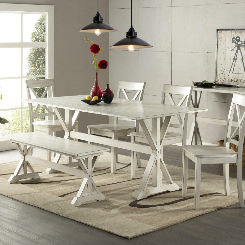 Jamestown 6-Piece Dining Set, White Wash
