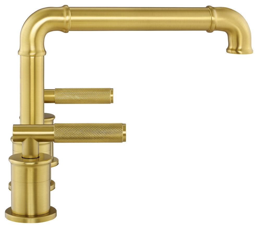 Avallon 8" Widespread, Sleek Handle, Bathroom Faucet, Brushed Gold