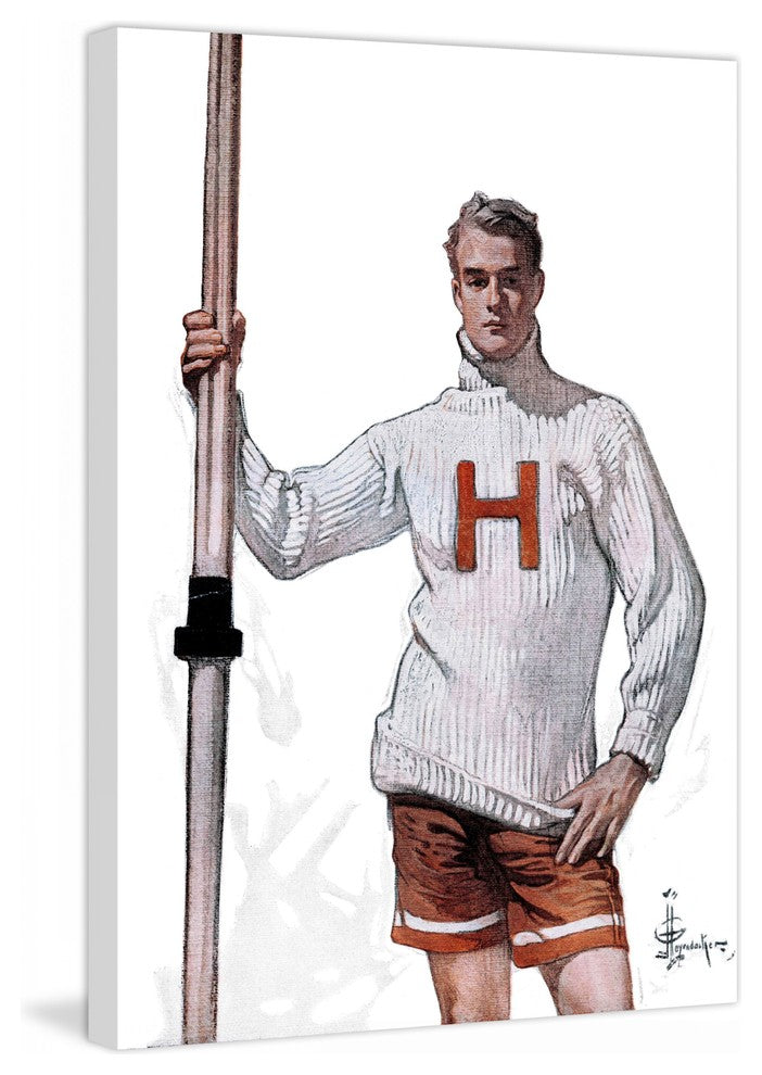 "Harvard Pole Vaulter" Painting Print on Canvas by J.C. Leyendecker