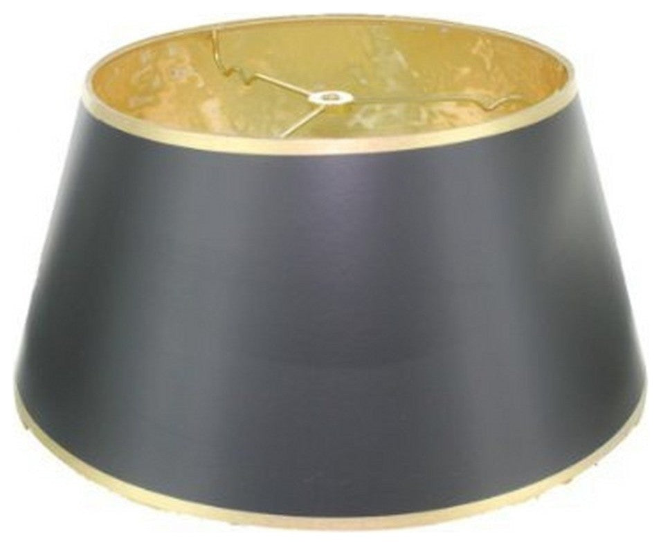 Glossy Black With Gold Lining 16" Bouillotte Style Lampshade Replacement