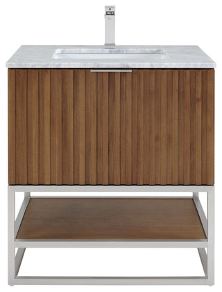 Terra Bathroom Vanity, Walnut/Brushed Nickel, 30", Marble Top