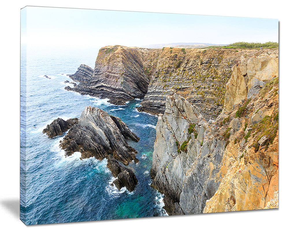"Blue Rocky Bay Portugal" Panorama Seashore Wall Art, 40"x30"