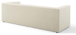 Reflection Channel Tufted Upholstered Fabric Sofa Beige