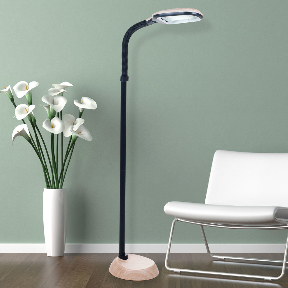 Full Spectrum Sunlight Therapy Floor Lamp by Lavish Home, Light Woodgrain