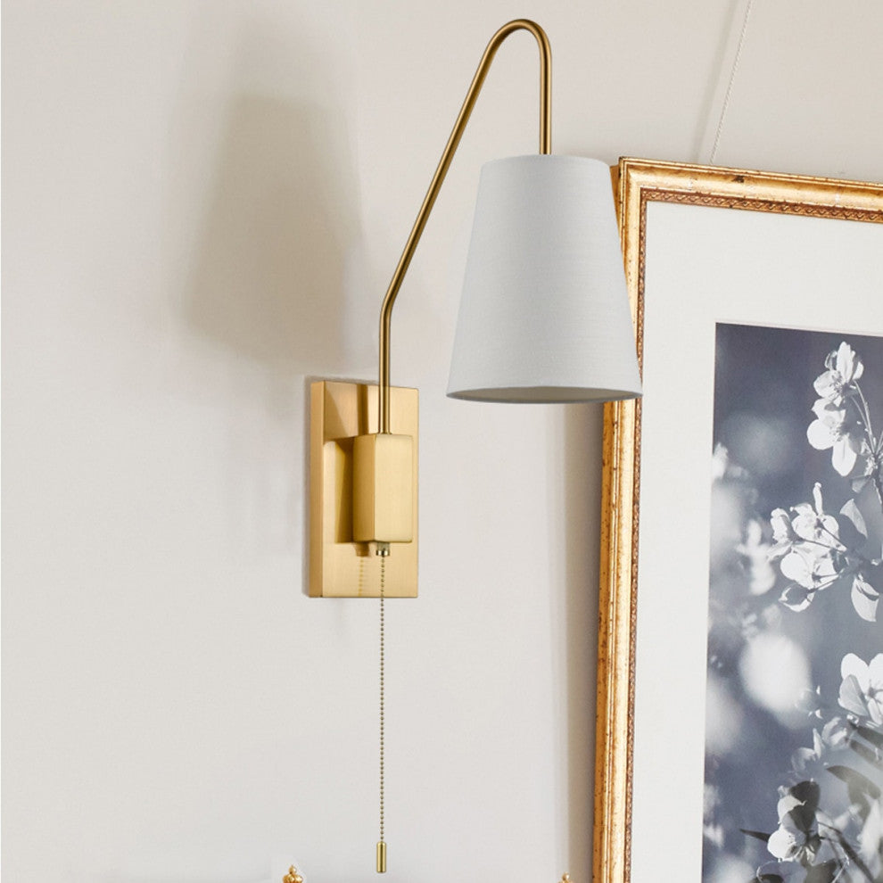 Flavia Modern Brass Wall Lamps Set of 2 Plug-In Wall Lights, Brass