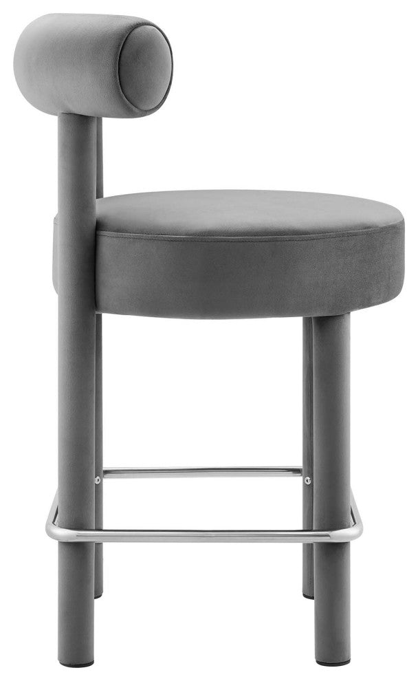 Toulouse Performance Velvet Counter Stool - Gray Silver