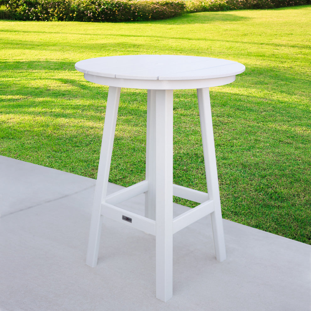 LuXeo Mason-Cabo Round Counter Bar 3-Piece Set, White