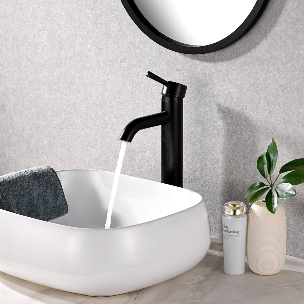 Luxier BSH03-T Single Hole Vessel Bathroom Faucet with Drain, Oil Rubbed Bronze