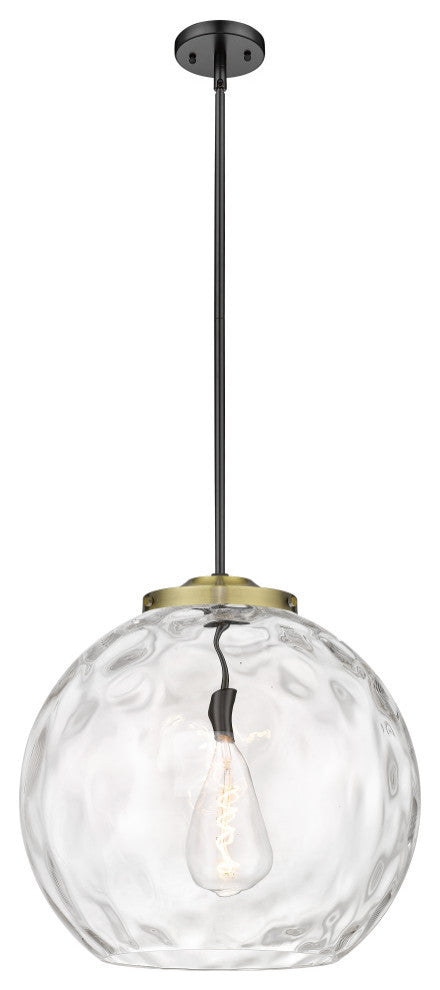 Athens Water Glass Pendant, Black Antique Brass, Clear Water Glass