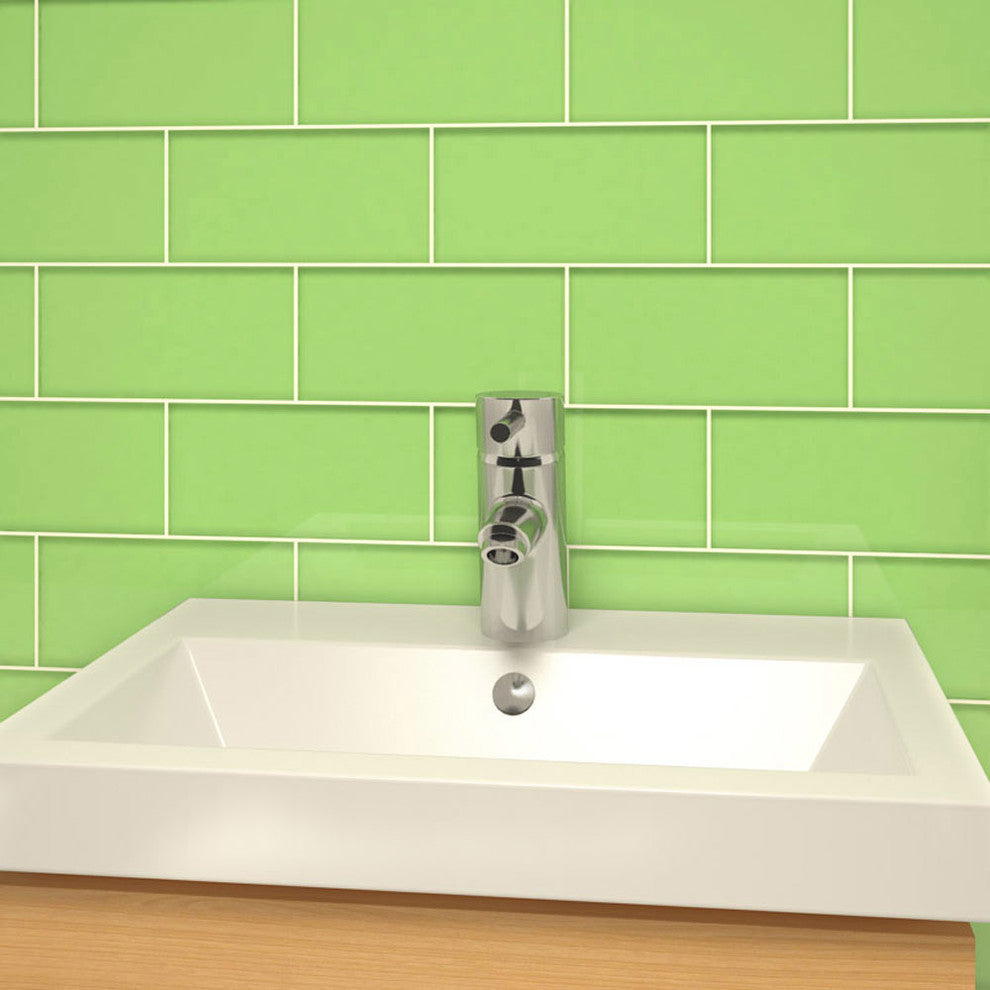 Glass Subway Tile, Green, Sample Swatch