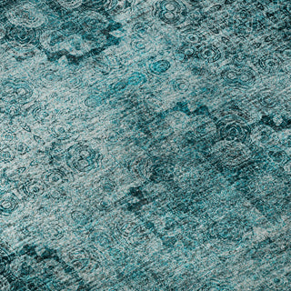 Premium Machine Washable Mayfield AMF557 Teal 2'3" x 7'6" Runner Rug