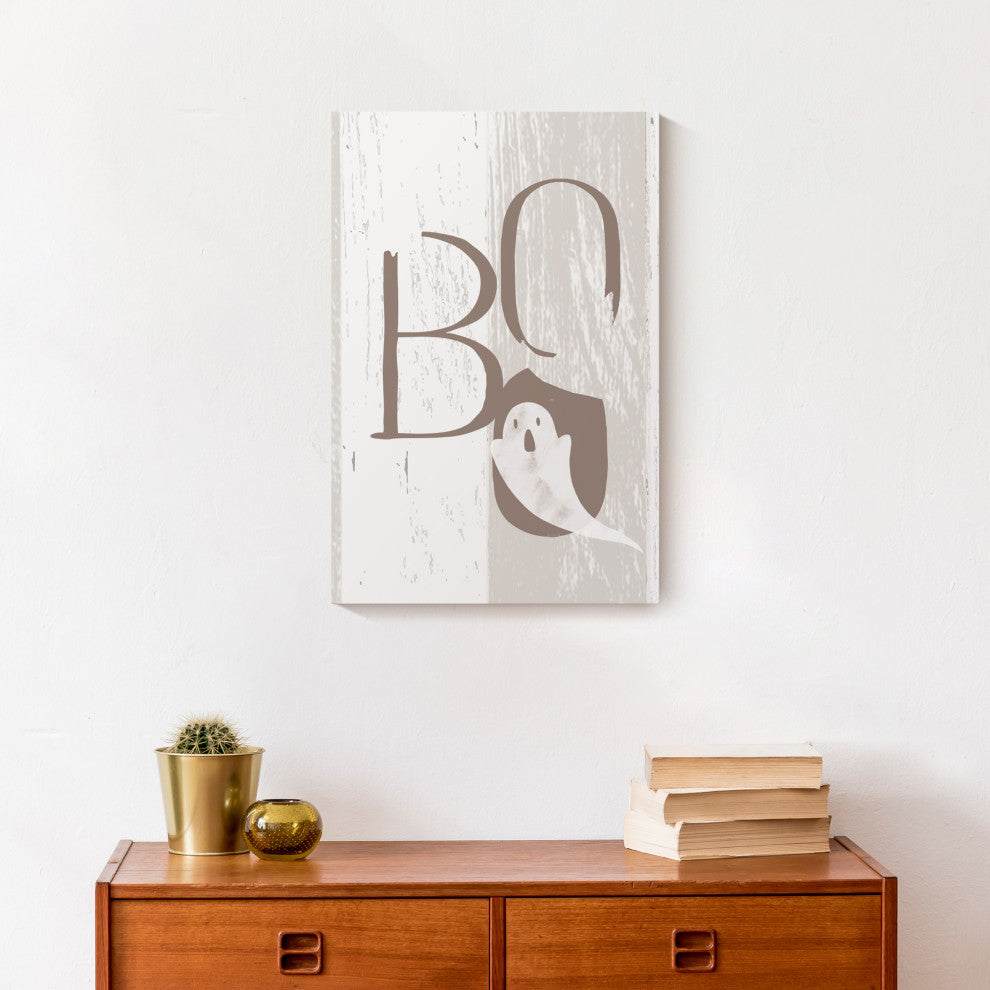Boo Faux Wood 12x18 Canvas Wall Art