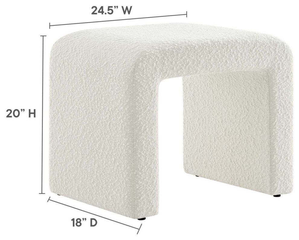 Simba Boucle Fabric Waterfall Stool - Ivory