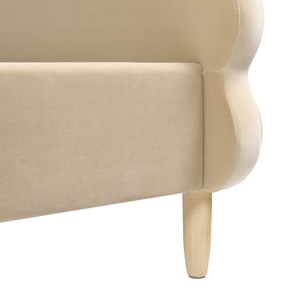 Stockholm Modern Wavy Headboard Platform Bed, Fawn Brown Performance Velvet, Queen