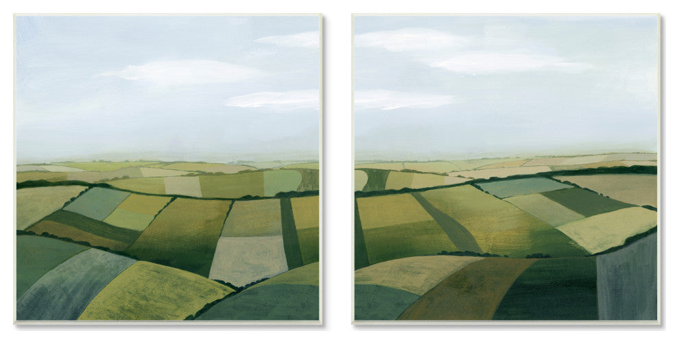 Rolling Hill Farm Crop Landscape Patchwork Grass Fields,12 x 12