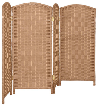 3 ft. Short Diamond Weave Fiber Room Divider Natural 4 Panel