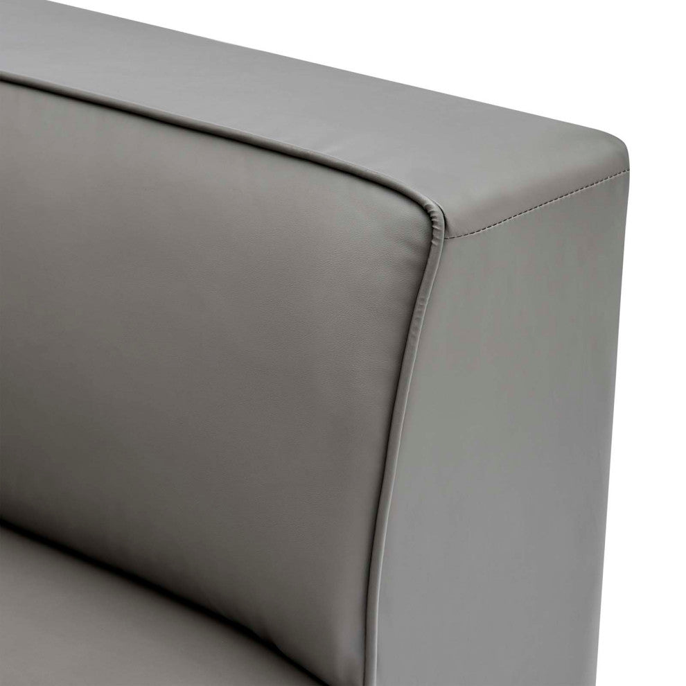 Mingle Vegan Leather Corner Chair-Gray