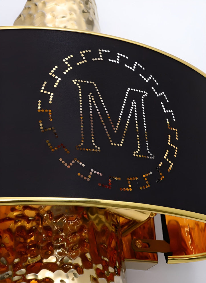 Luxury Golden Wall Lamp with M-Letter Lampshade, Living Room, Bedroom, Black
