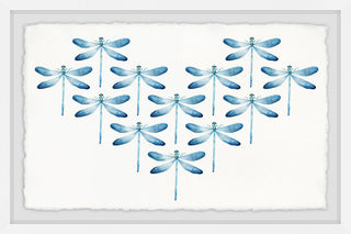 "Blue Dragonfly Dance" Framed Painting Print, 24"x16"