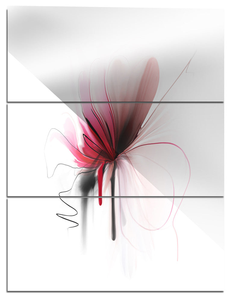 "Abstract Flower" Digital Glossy Metal Wall Art, 3 Panels, 28"x36"