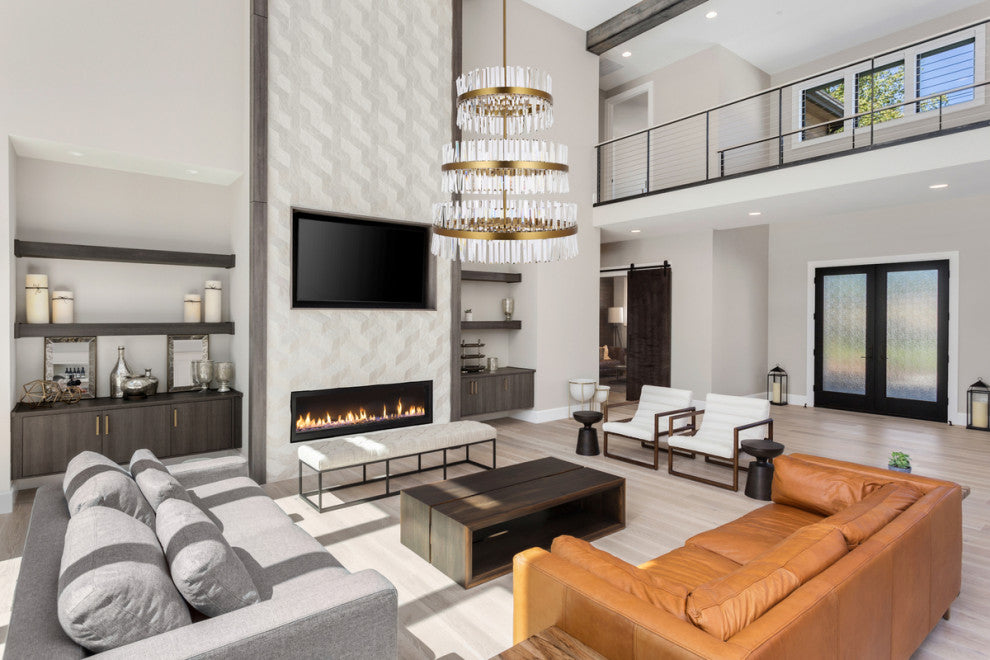 Home Living 36" 3 Tiers Crystal Round Chandelier Light, Satin Gold