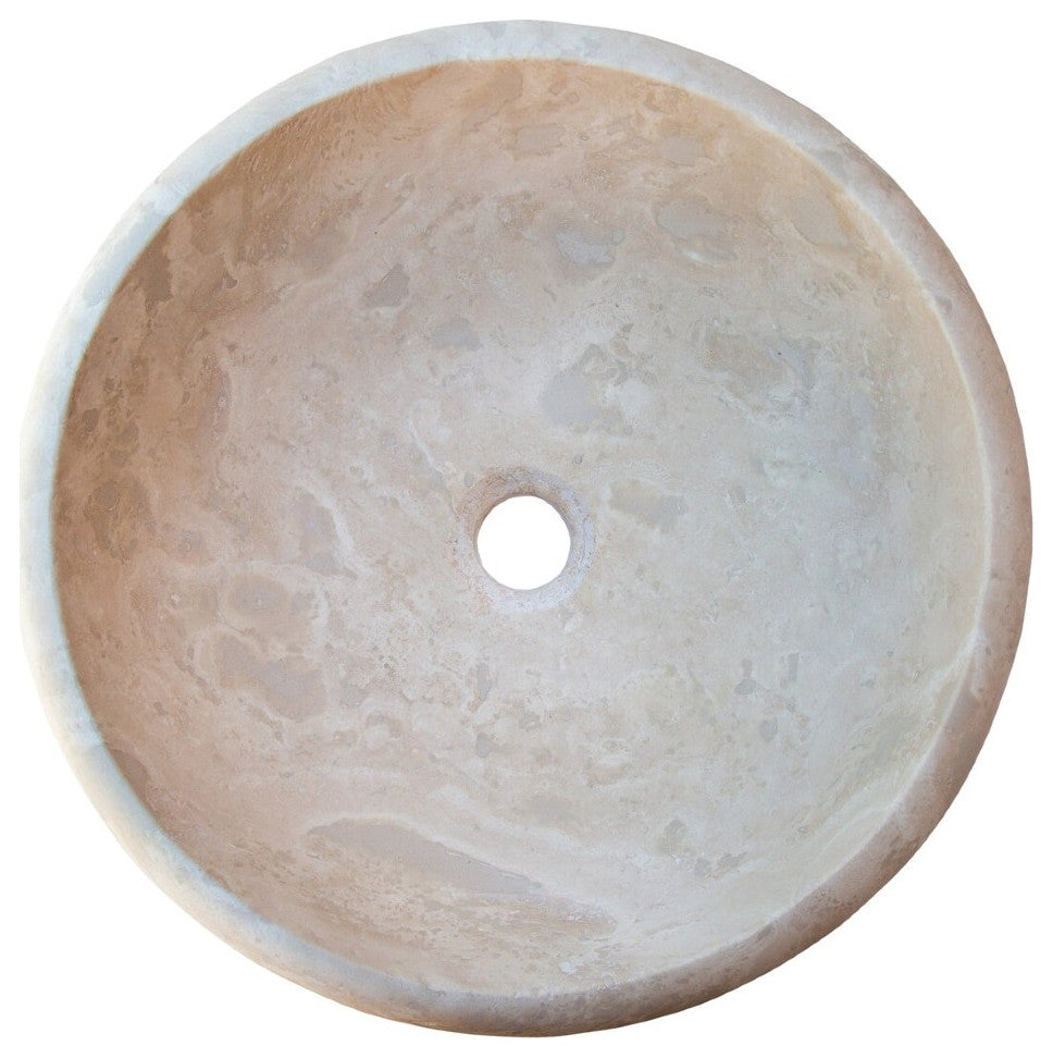 Beige Travertine Natural Stone Drop-in Sink Honed and Filled (D)16" (H)6"