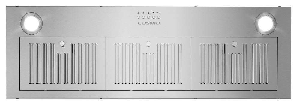 Cosmo 36" Insert Range Hood With Push Button Controls, Stainless Steel